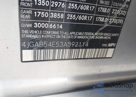 2003 Mercedes-Benz Ml 320 from USA, damaged, VIN 4JGAB54E53A392114